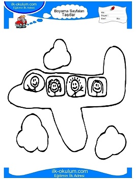Çocuklar İçin Uçak Boyama Sayfaları 
